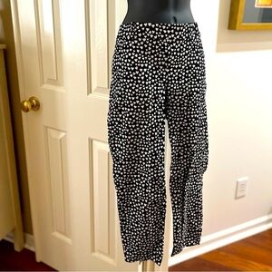 J. Crew Black & White Heart Cropped Pants Capri Casual Summer Women's Size 8